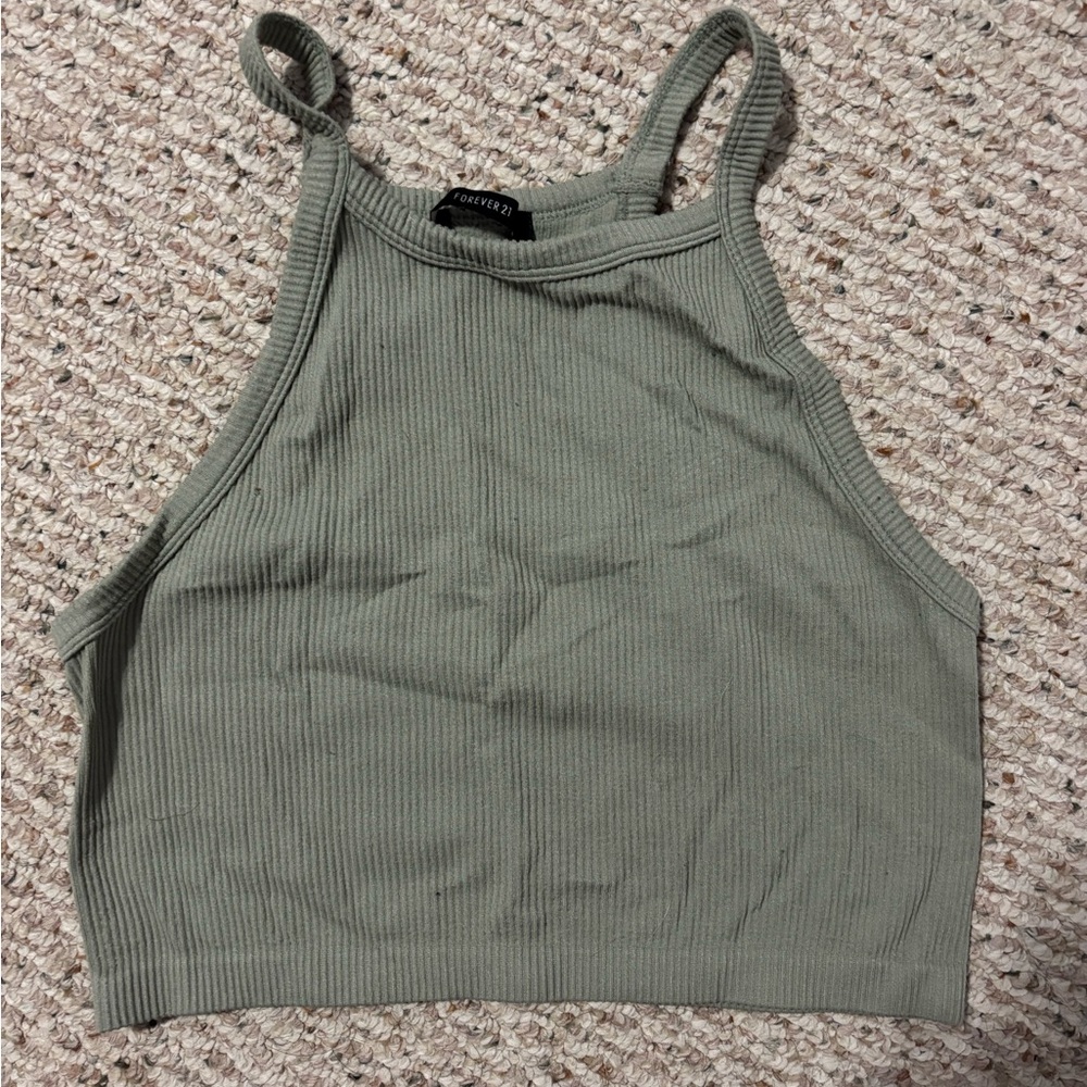 Forever 21 Olive Green Ribbed Tank Top